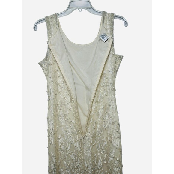 Vintage Beaded Sequins Lace Glam Sheath Wedding Bride Cocktail Dress Sz Small - Picture 10 of 16